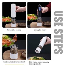 Electric Salt & Pepper Grinder Set Shaker Adjustable Coarse Mills Auto) Trto