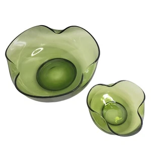 Vintage Anchor Hocking MCM Avocado Grün Glas Schalen Chip und Dip Set  - Bild 1 von 6