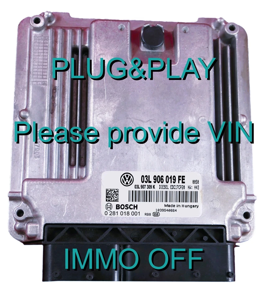 Centralina ECU VW AMAROK 2.0 TDI 03L906019FE 0281018001 Plug&Play IMMO OFF,100% - Immagine 1 di 1