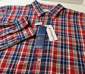 NEW Saddlebred Button Down Shirt Men XL Long Sleeve Comfort Flex Red/Blue Plaid - Picture 1 of 8