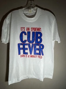 1970s Vintage Chicago Cubs Cub Fever Wrigley Field Epidemic White Shirt VTG 70s - Picture 1 of 4