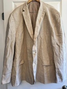 Tommy Hilfiger Flax Tan Rayon Lines Sport Coat Jacket Blazer Size XL Men - Picture 1 of 24