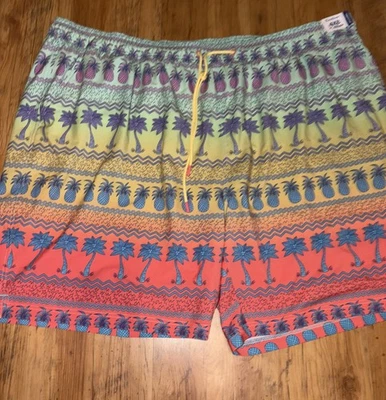 NWT Men's Big & Tall 4XB Caribbrean Swim Trucks w/ Pockets (X4) Palm Trees - Image 1 of 2