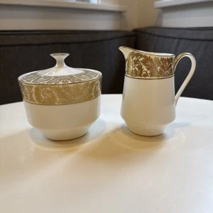 Mikasa Chestnut Hill Creamer Cream + Covered Sugar Bowl Set Pitcher Bone China - Picture 1 of 12