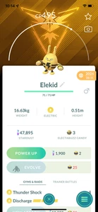 Pokemon TRADE - Elekid with Team Instinct Background !! Special Pokemon !! - Picture 1 of 1