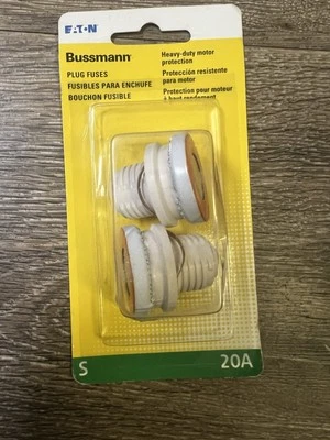 Paquete de 2 fusibles de enchufe Eaton Bussmann protección de motor de alta resistencia S 20A BP/S20 Foto 1 de 3
