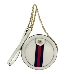 Echte GUCCI Ophidia Runde Crossbody Schultertasche Cremeweiß/Gold Leder - z6819 - Bild 1 von 14