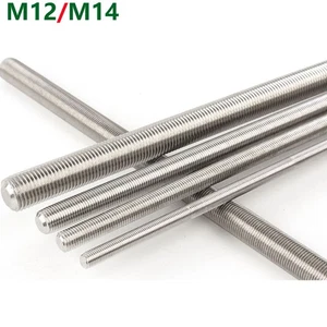 M12 M14 Metric Stainless Steel Fully Threaded Rod Bar Long Threaded Studs Screws - Picture 1 of 11