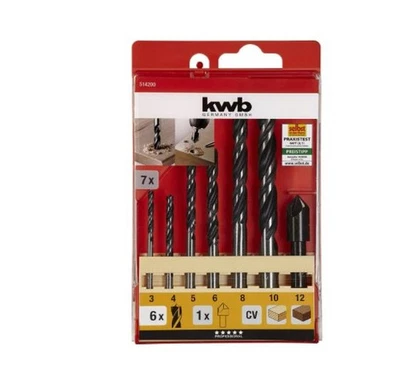 KWB Einhell 49514200 Set 7 Punte Acciaio Due Smussi Per Legno + Svasatore - Immagine 1 di 2