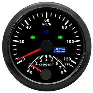 85mm schwarzes GPS Geschwindigkeitsmesser 125km/h mit Tacho 8000RPM Messgerät - Picture 1 of 14