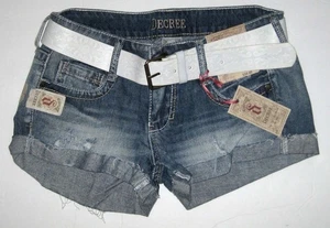 DECREE DAMEN JUNIOREN SHORTS GRÖSSE 7 jeansblau kurz Mädchen Gürtel enthalten - Bild 1 von 2