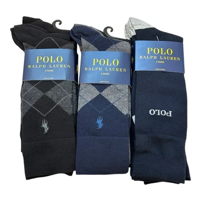 Calcetines de vestir Polo Ralph Lauren 9 pares cómodos elásticos azul marino negro gris nuevos Foto 1 de 4