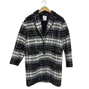 Lanvin on Blue en Bleu Coat Check Alpaca Blend Wool Long Sleeve Black White Used - Picture 1 of 5