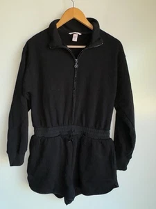 Victoria's Secret Baumwollfleece Sweatshirt kurz Strampler Gr. Medium schwarz - Bild 1 von 12