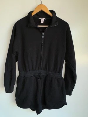 Victoria's Secret Sudadera Algodón Polar Mameluco Corto Talla Mediana Negra Foto 1 de 4