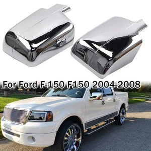 For Ford F-150 F150 2004-2008 2X Adhesive Chrome Full Rearview Mirror Cover Caps - Foto 1 di 8