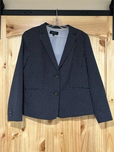 Talbots Blazer gepunktet Größe 10 marine mit weißen Punkten gefüttert Langarm gekerbt - Bild 1 von 8