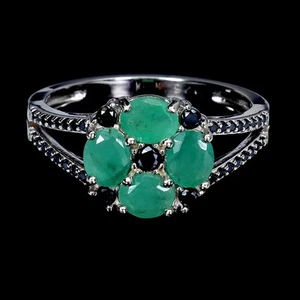 Summer 925 Silver Ring Oval Emerald 5x4mm Spinel Natural Gemstone Jewelry Sz 7 - Picture 1 of 14
