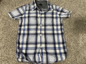 Boys Gap Kids Size XS 4-5 Blue Plaid Short Sleeve Button Up Shirt - Picture 1 of 2