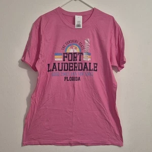 T-shirt Fort Lauderdale Beach vacanze estive Florida tramonto rosa taglia large - Foto 1 di 6