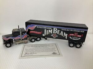 A Matchbox scale model of a Peterbilt truck with Jim Bean trailer,