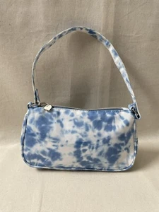 Women's H&M Small Bag Blue Denim Look Y2K Tie Dye Festival Removable Strap - Picture 1 of 11