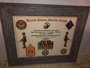 U.S.M.C. - MASTER GUNNERY SERGEANT E-9 / VETERAN RIBBON RACK PRINT w/AWARDS - Picture 1 of 13