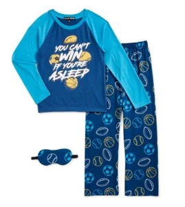 NWT 2-Piece Boys Sizes 10-12, 14-16 Gaming Pajamas W/ Eye Mask PJ BLUE Sports - Picture 1 of 3