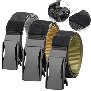2 in 1 Mens Ratchet Belt Reversible Web Nylon Casual Belt for Gift Pants Jeans - Picture 1 of 20