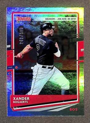 2020 Panini Donruss #75 Xander Bogaerts Season Stat Line .309 Avg Foil SP #/309  - Image 1 of 3
