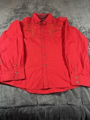 House Of Lords Mens Red Rhinestone Long Sleeve Button Front Shirt size 4X - Image 1 of 4