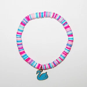 Clay Bead Bracelet with Duck Charm 7inches - Picture 1 of 3