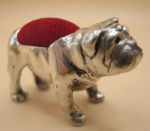 Fabulous English Hallmarked Sterling Silver English Bulldog Pin Cushion - Picture 1 of 7