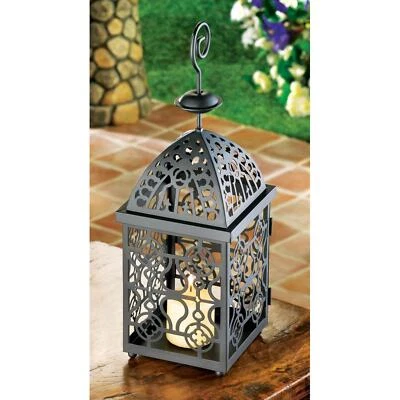 Black Iron Exquisite Glow Moroccan Birdcage Lattice�Candle Lantern Home Decor - Изображение 1 из 2