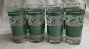 Libbey Green Leaf Glasses set of 8- 6¼" Tall 16 oz. Vintage cp - Picture 1 of 4