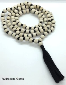 TULSI TULASI HINDU BUDDHIST Fair Trade MANTRA WOODEN MALA BEADS 108 MEDITATION - Picture 1 of 4