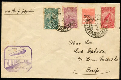 Zeppelin 1933 LZ 127 Sieger 227C Brasil Post 5to Sudamérica Flt Río a Recife Foto 1 de 2