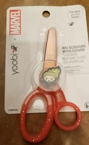 Captain Marvel Yoobi Kids School Scissors with Cover, New - Picture 1 of 4