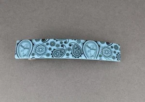 Blue Black barrette paisley plastic barrette hair clip accessory 4.25" long - Picture 1 of 9