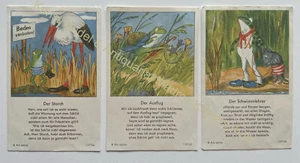 Ars Sacra Fleissbildchen um 1930 Andachtsbild 3Stk. 10736 Frosch - Bild 1 von 2