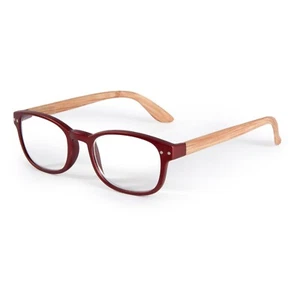 New With Case IS Gift Natural Frame Reading Glasses Red +2.50 Lens - Bild 1 von 4