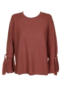 Vince Camuto Earth Pink Cotton Raglan Bell-Sleeve Textured Crew Neck Sweater S - Picture 1 of 3