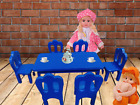 Miniature Dollhouse Furniture Wooden Dining Table And 6 Chairs Simulation Toy