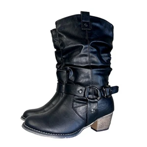 Damen Halbhohe Martin Stiefel Keilabsatz One-Step Herbst und Winter Style - Bild 1 von 24