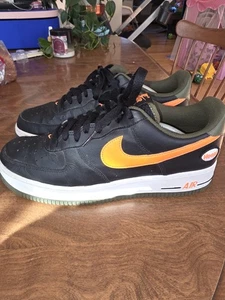 *NIKE Men's Air Force 1 '07 Low LV8 Black Orange size 12 - DH7440 001 - Picture 1 of 9