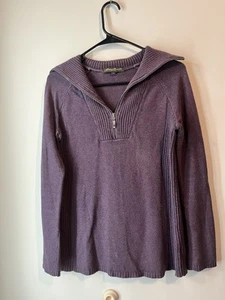 Eddie Bauer 1/4 Zip Cowl Neck Sweater Size Small Purple Stretch - Picture 1 of 4
