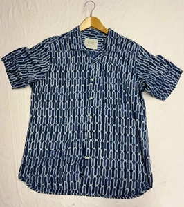 Kardo Herren LARGE blau gemustertes Kurzarm Button Down Freizeithemd Large - Bild 1 von 8