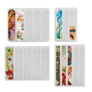 Silicone Bookmark Molds, Set of 4 Shiny Reusable Resin Molds - Small Medium R... - Picture 1 of 5