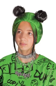 Brand New Billie Eilish Double Bun Child Wig (Green) - Picture 1 of 2