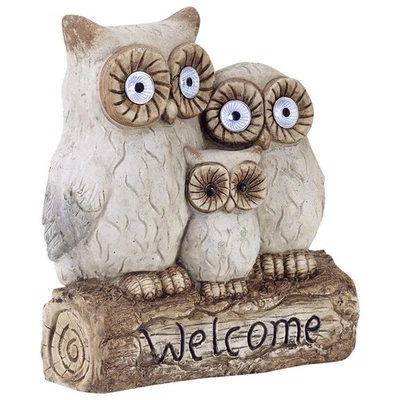Alpine Corporation Qwr476Slr 16 Solar Owl Family Welcome Statue - Image 1 of 2